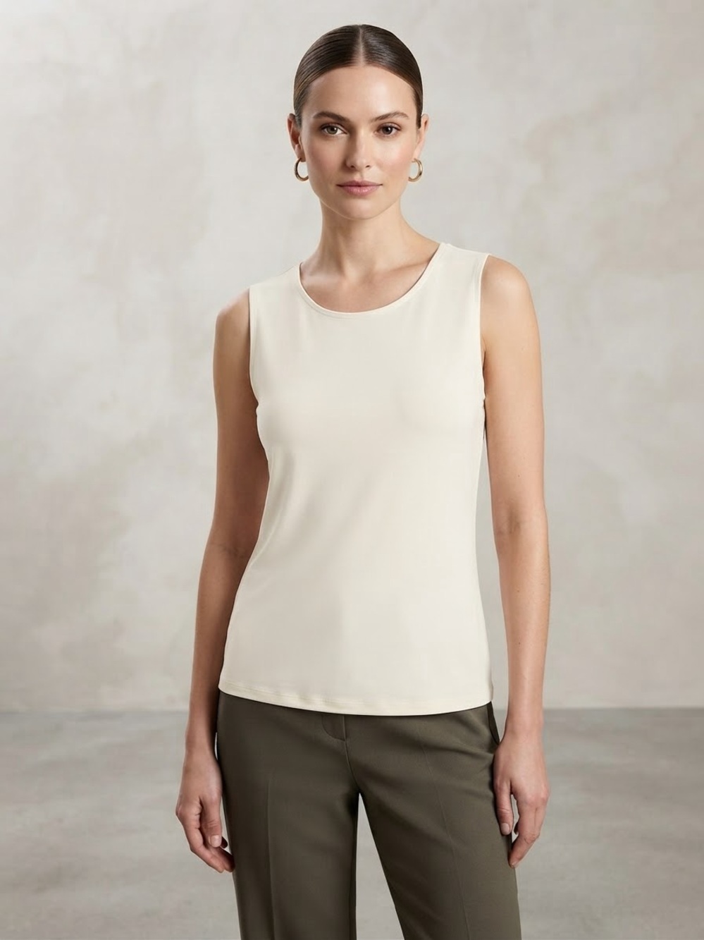 Alfani Cream Sleeveless Scoop Neck Tank Top